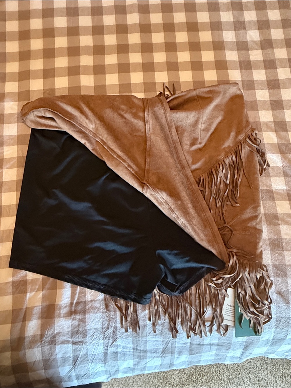 HALARA Tan Suede-Look Fringe Mini Skirt - Picture 3 of 3